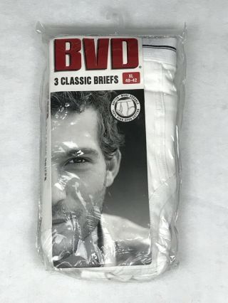 Nip 3 Pack Vintage 90s Bvd Classic Briefs Underwear Size Xl 40 - 42 Nos