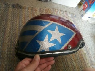 Vintage Agv Red White Blue Stars Glitter Easy Rider Motorcycle Helmet 1960’s