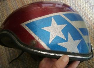 Vintage AGV Red White Blue Stars Glitter Easy Rider Motorcycle Helmet 1960’s 2