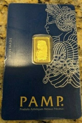 Pamp Suisse Fortuna 2.  5 Gram.  999 Fine Gold Bar In Veriscan Assay Card