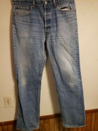 Vintage Levis 501 Button Fly Denim Jeans Shrink To Fit 35 1/2 " W 33 " L