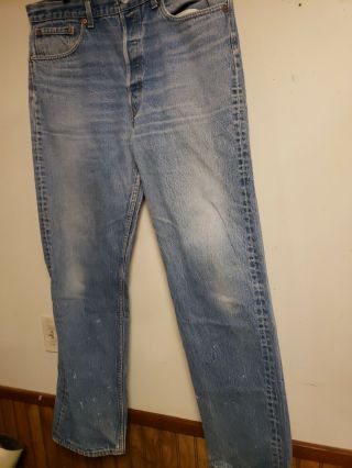 vintage levis 501 button fly denim jeans shrink to fit 35 1/2 