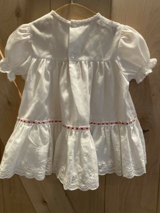 Vintage girl ' s red and white lace ruffles Party Dress Size 24 Months 2