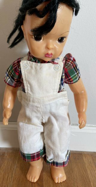 Vintage Doll Clothing 16 " Terri Lee Plaid Overalls And Shirt No Doll