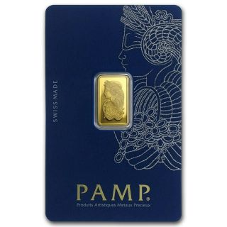 2.  5 Gram Pamp 24 Karat Pure " Lady Fortuna " Gold Bar In Assay With T.  E.  P.  Card