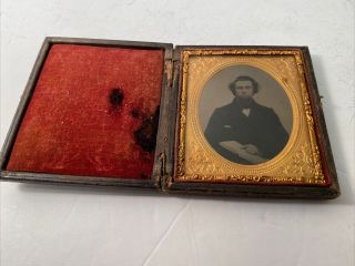 Antique Photograph.  Daguerreotype In Carved Wood Case Man