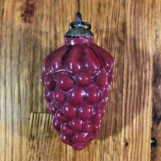 Antique German Kugel Christmas Ornament Red Grapes Heavy Mercury Glass