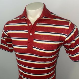 Vtg 70s 80s Christian Dior Polo Shirt Red Striped Golf Skate Surf Mens Medium