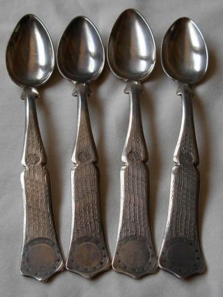 Set Of 4 Antique Turkish Ottoman Sterling Silver Tea Spoons - - 134 Grams