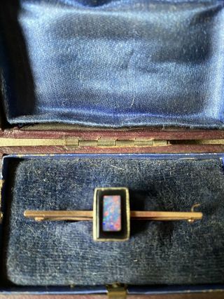 Antique Art Deco Rose Gold Onyx And Black Opal Brooch