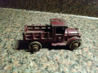 Vintage Antique Black Cast Iron Collectible Toy Truck 1920 - 1930 Red Metal