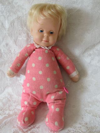 Vintage 1964 Mattel Pink Polka Dot Drowsy Doll Pull,  No Sound