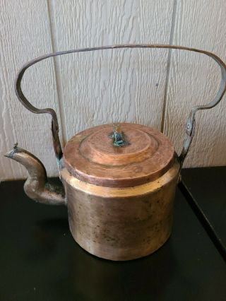 Vintage Solid Copper Hand Hammered Tea Kettle
