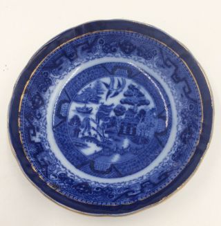Antique Doulton Burslem England Flow Blue Willow Berry Bowl Porcelain