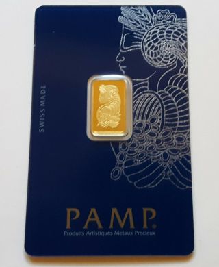 2.  5 Gram Gold Bar Pamp Suisse Fortuna 999.  9 Fine In Assay