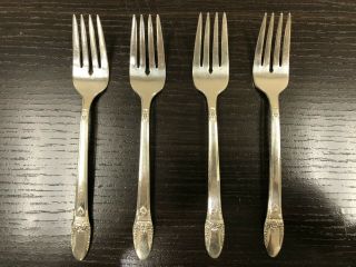 Set Of 4 1847 Rogers Bros International Silver First Love Individual Salad Forks