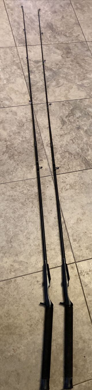 2 - Vintage Zebco Model: 8972 Graphite Casting Rods - Heavy Action 6ft 6” 2 Pc