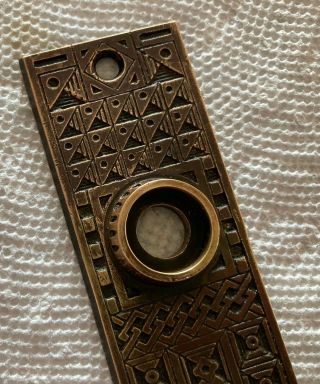 Antique Victorian EASTLAKE DOOR KNOB BACKPLATE Mallory & Wheeler Brass 2
