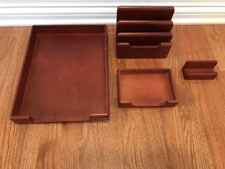 Vintage Newell Office Products Desk Organizer Wood Letter Card Holder