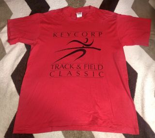 Vintage 90s Keycorp Track And Field Classic Nike Gray Tag Just Do It T - Shirt Xl