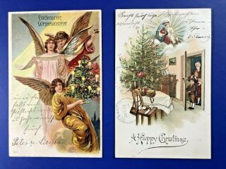 2 Christmas 1905 Antique Postcards.  Collector Items.  Rare With Value.