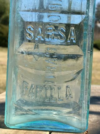 ANTIQUE APOTHACARIES Hood ' s Extract Sarsaparilla Green Bottle - Lowell,  Mass. 3