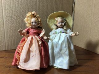 Two (2) Vintage Madame Alexander Tiny Betty 7 " Composition Dolls Antique