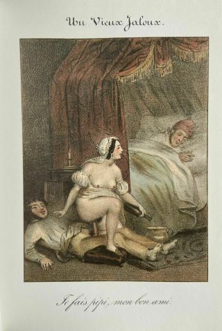 Erotic Nude Sex Penis Vagina Adultery Ehe Antique Love Art Nachttopf Litho