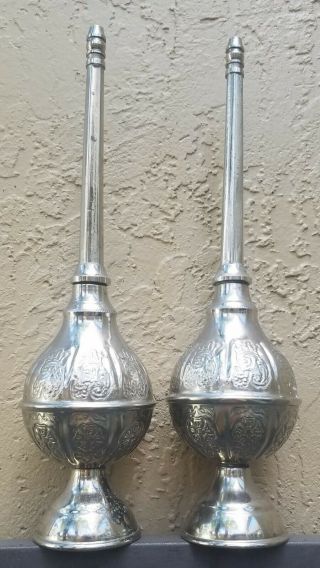 Vintage 10.  5 " Persian / India Silver Rose / Holy Water Sprinklers