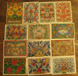 15 Ukraine Ukrainian Post Card Folk Art Carpet Rug Weaving Embroidery Antique