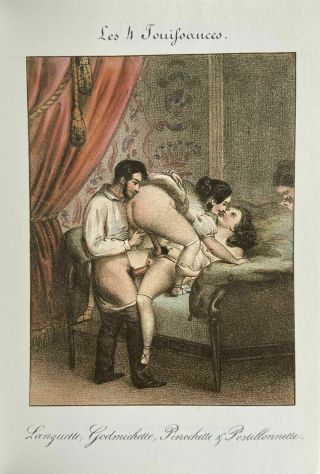 Erotic Sex Penis Breast Vagina Antique Love Art Oral Lithography Lesbian 1830