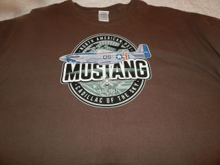 P - 51 Mustang Wwii North American P51 Fighter Plane T - Shirt Brown Size 4xl