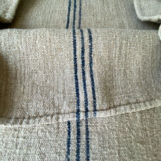 Indigo Blue Organic Fabric Hemp Antique French Grainsack Linen