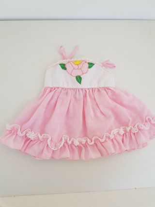 Vintage Cradle Togs Pink Baby Dress Flower Vichy Ruffles Lace.  0 - 3 Months