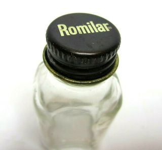 Vintage Romilar Cough Syrup Antique Small Medicine Bottle Apothecary Display 2