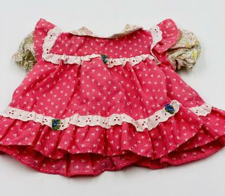 Vintage Cabbage Patch Kids Pink & White Dress With Floral Doll Clothes