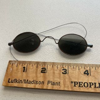Antique Black Full Frame Wire Rim Round Sun Eye Glasses 1800s