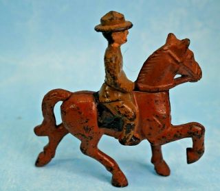 Antique Cast Iron Mounted Military Officer On Horseback Army Soldier On Horse