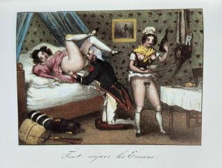 Militär Army Uniform Akt Penis Vagina Art Antique Love Champagne Sex Breast 1830