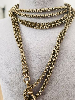 Antique Victorian Rolled Gold Muff Chain / Guard 140cm Long Rare Collectible