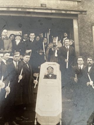 Antique Post Mortem Photo Man In Coffin Funeral Postmortem L Kimmel Detroit