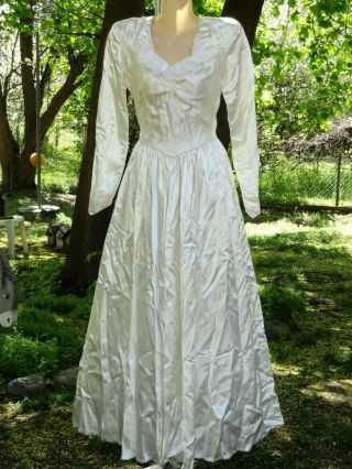 Beauty Vtg 40s Emma Domb - Party Lines Satin/lace Wedding/bridal Gown - S
