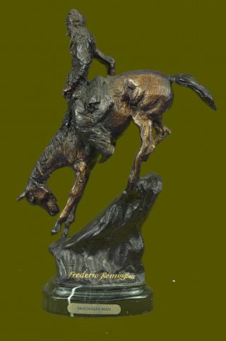F.  Remington Mountain Man Native American Indian Western Bronze Sculpture Statue
