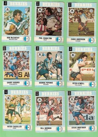 1977 Scanlens Rugby League Team Cards - Canterbury Bankstown Bulldogs