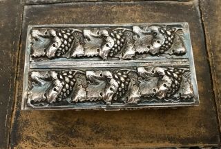 Sterling Silver Hinged Table Snuff Box Pill Case Grapevine Repousse 78g