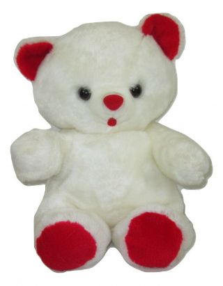Deluxe Playthings Teddy Bear Plush 17 " Vintage White Red Stuffed Animal