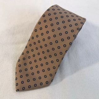 Vintage Ernie Tan Geometric Polka Dot Mens Silk Neck Tie (t2)