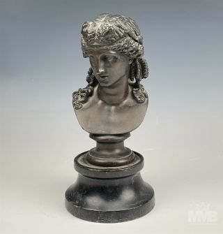 Antique Victorian Era Grand Tour Lady Bust Ariadne Bronze Statue Sculpture Sjs