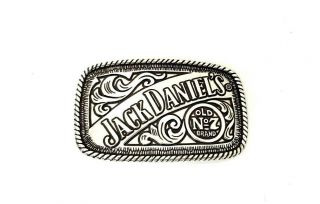 Jack Daniels Old No.  7 Antique Vintage Style Classic Metal Belt Buckle Silver 4 "