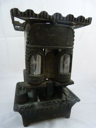 Antique Cast Iron Camp Stove Double Kerosene Burner Sad Iron Parlor Heater 1893